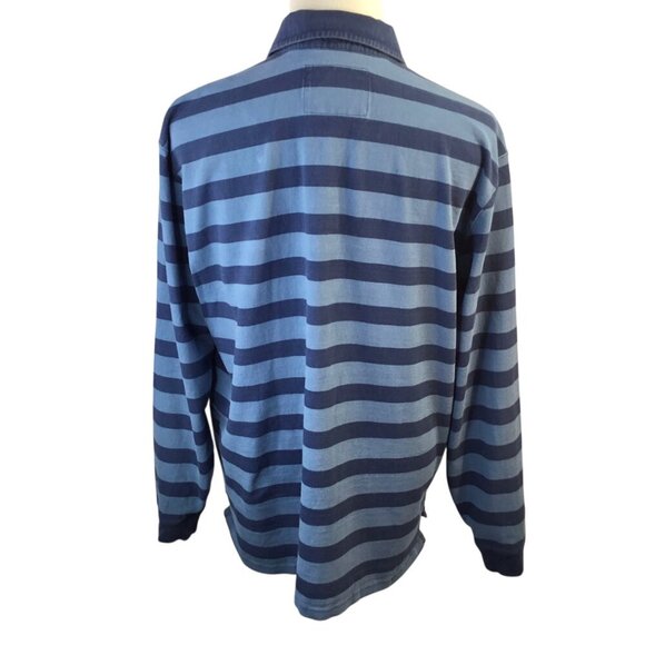 L.L. Bean Long Sleeve Polo Traditional Fit Rugby Lakewashed Blue Stripe XL Reg - Picture 6 of 9